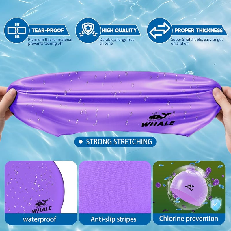 Whale Extra Large Swim Cap for Women Men Non-Slip, High Elasticity Keeps Hair Dry Unisex Large Size Suitable for Long Hair, Curly Hair and African Dreadlocks - Image 5